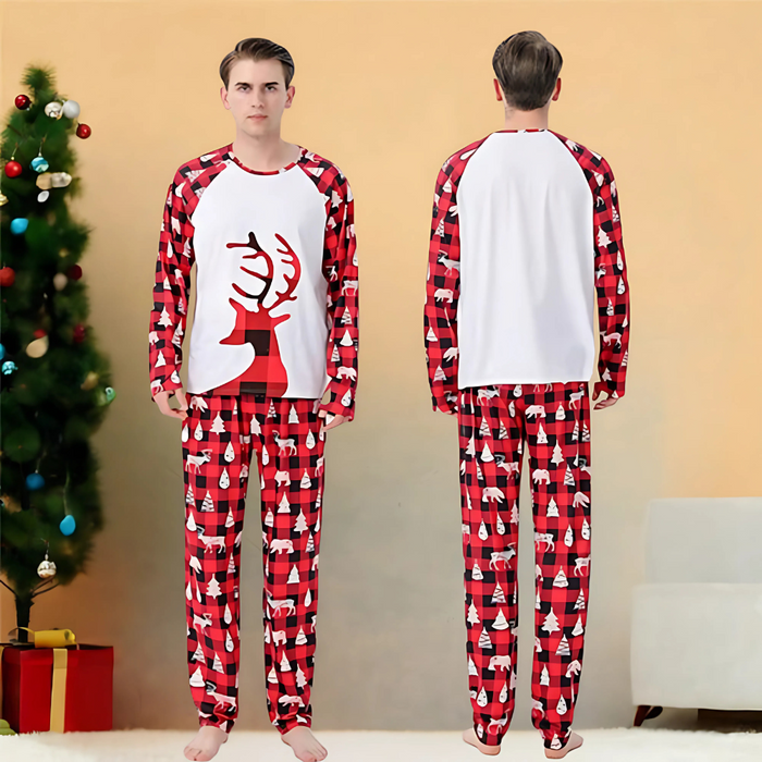 Reindeer Plaid Design Family Matching Pajama Set