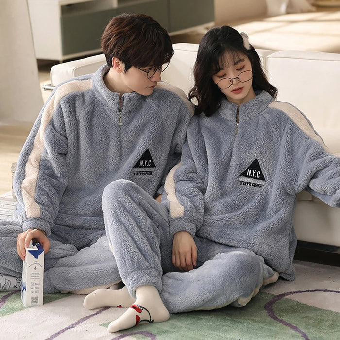 Cozy Plush Winter Couple Pajama Set