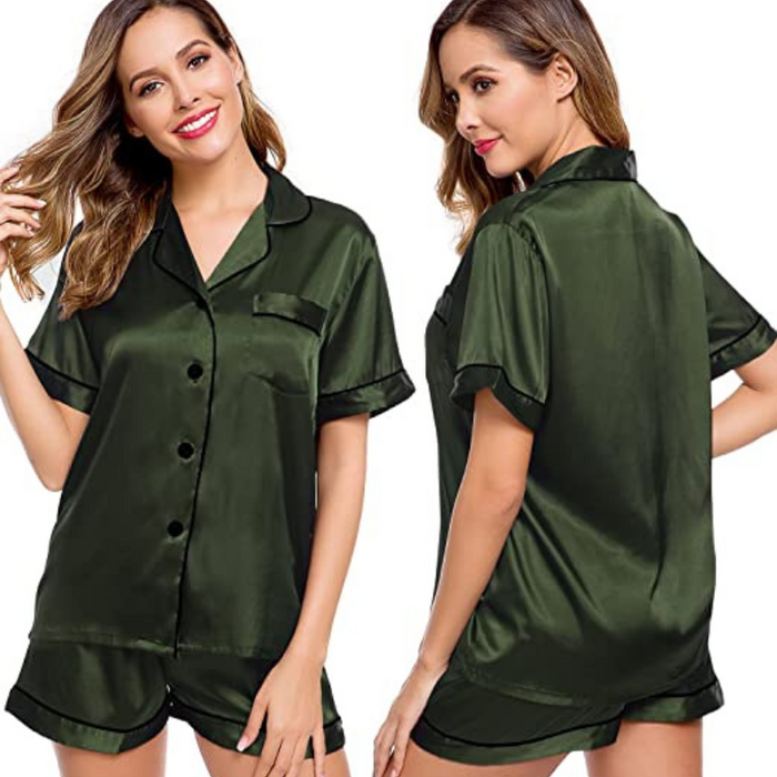 Comfy Women's Silk Short Sleeve Pajama Suit