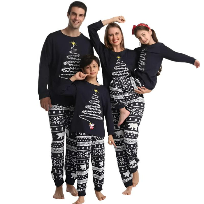 Firework Printed Christmas Festive Family Matching Pajama Set