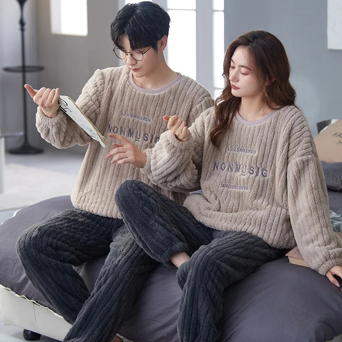 Couple Pajama Matching Fleece Set