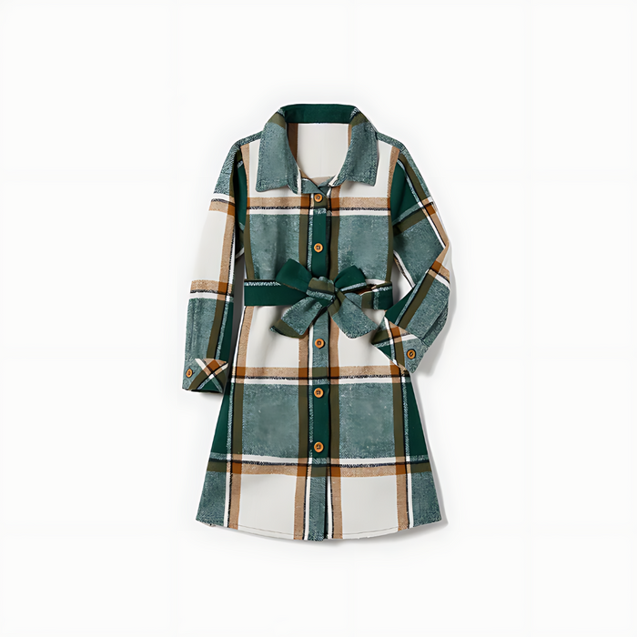 Family Matching Plaid Shirt And Dress Set