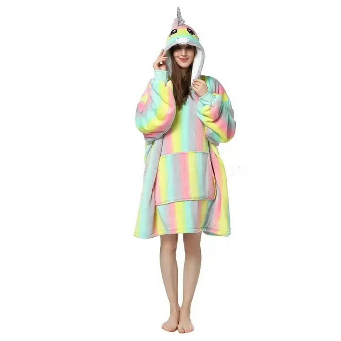 Unicorn Family Onesies Hoodie Blanket Set