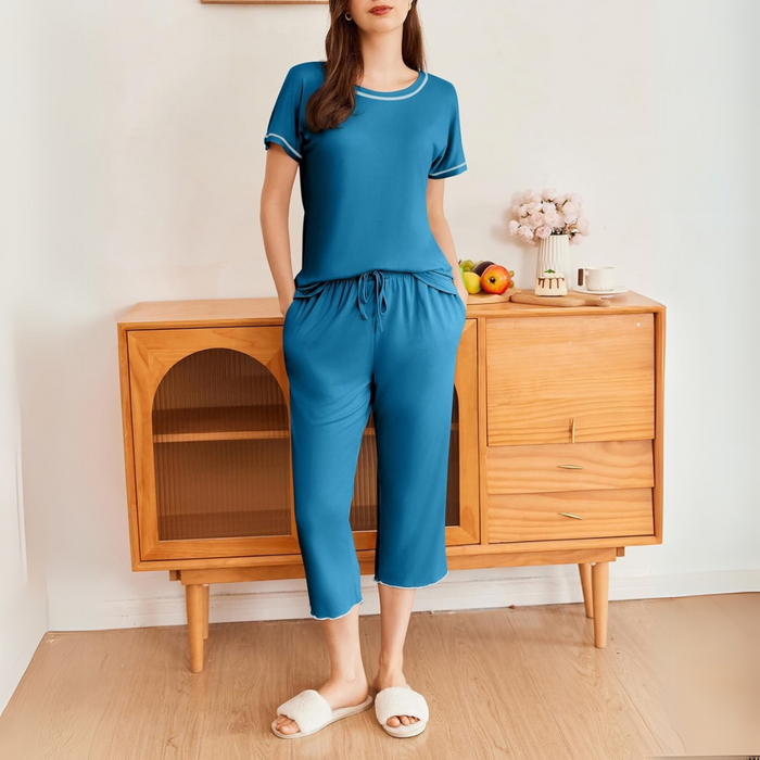 Short Sleeve Top And Capri Pajama Set