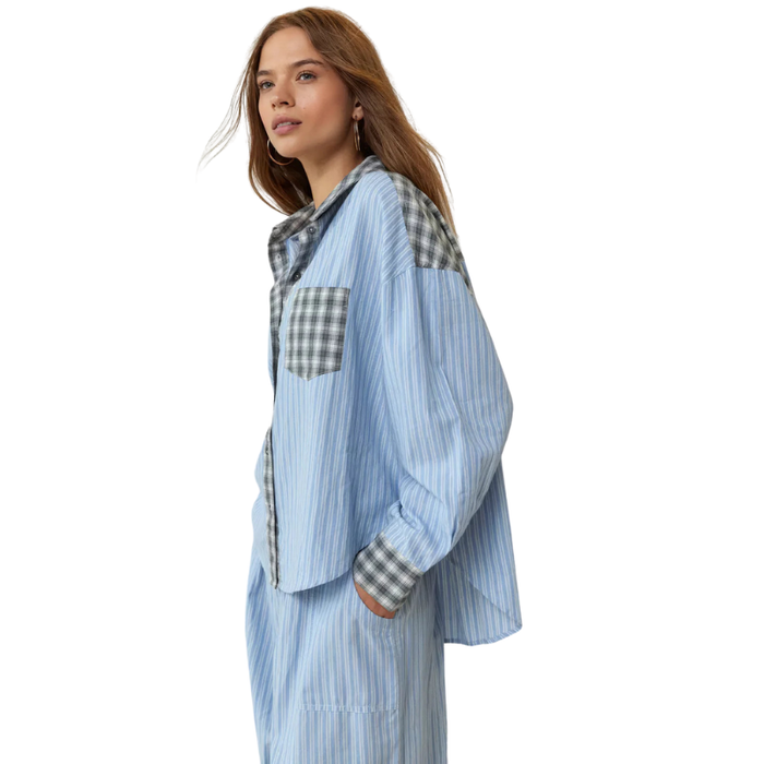 Plaid Patchwork Button Down Lounge Set