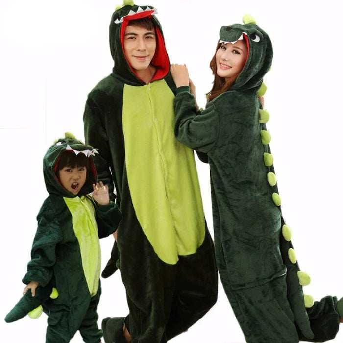 Cartoony Dinosaur Themed Onesie Sleepwear