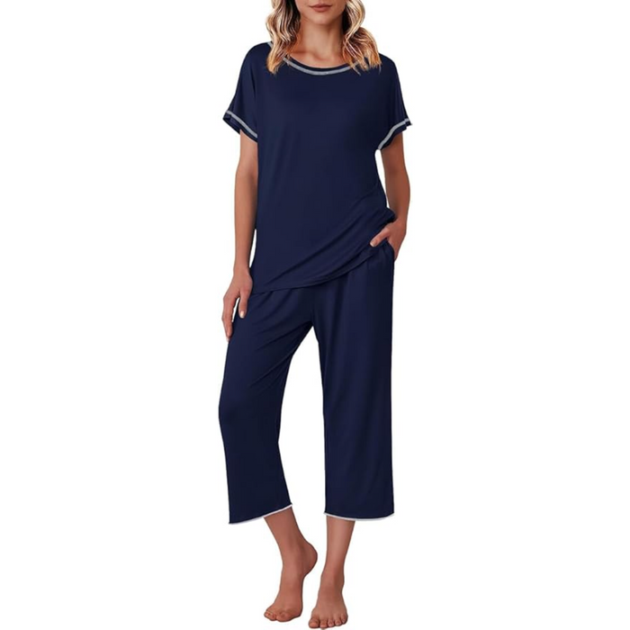 Short Sleeve Top And Capri Pajama Set