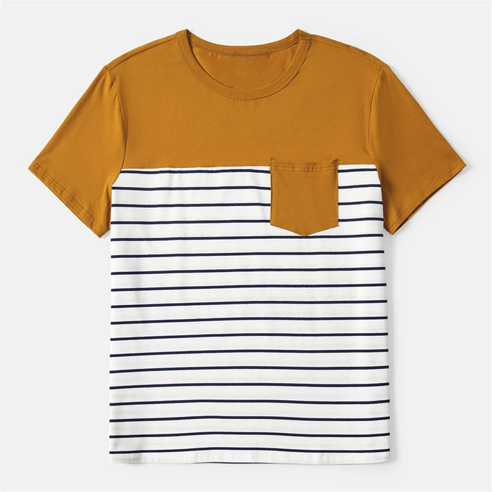 Striped Family Matching And Dresses Set with Pocket