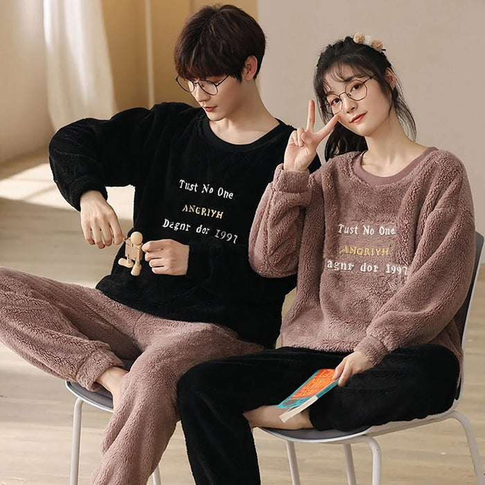 Warm Couple Pajama Set For Winter