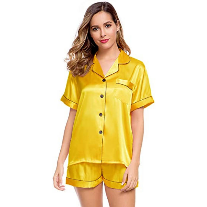 Comfy Women's Silk Short Sleeve Pajama Suit