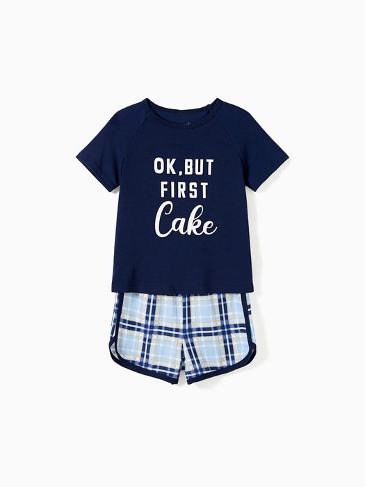 Ok But First Coffee Letter Print Family Matching Shorts Set