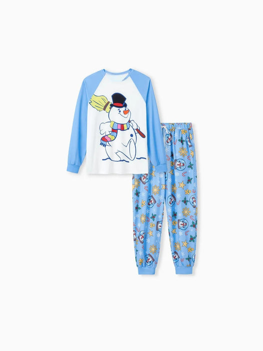 Christmas Family Matching Raglan Sleeves Snowman Graphic Pajama Sets