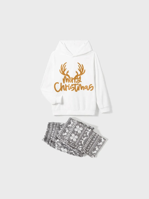 Christmas Family Matching Letters Embroidered Hooded Pajama Set