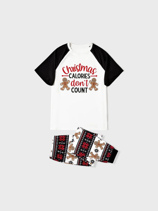 Family Matching Gingerbread And Letter Print Pajama Set With Pockets