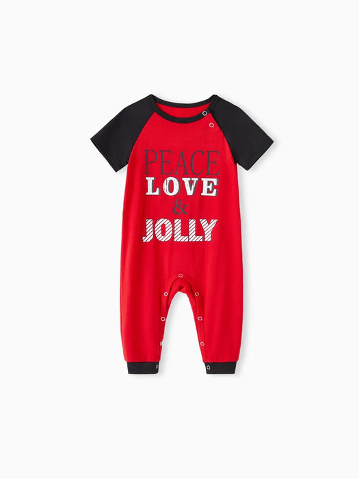 Letter Printed Family Matching Holiday Pajama Set