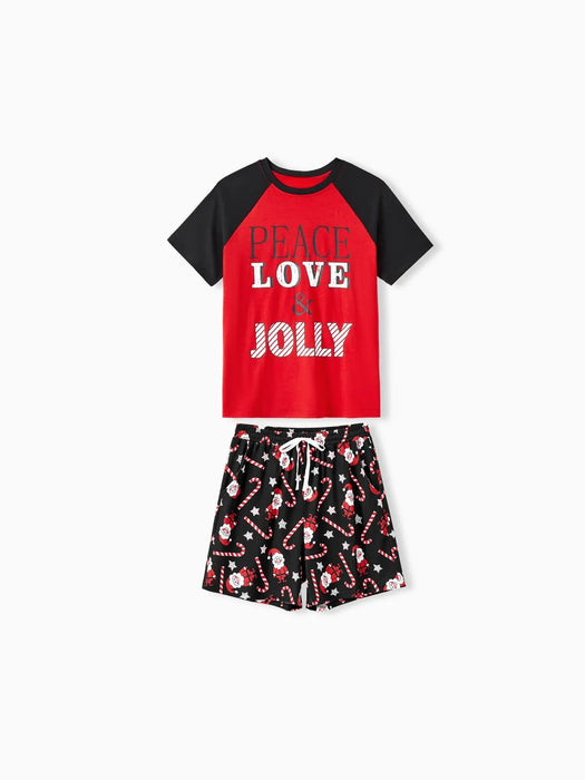 Letter Printed Family Matching Holiday Pajama Set