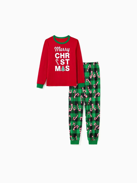 Printed Candy Cane Glow In The Dark Merry Christmas Family Pajama Set