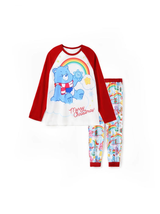 Family Matching Christmas Bear Pajama Set With Rainbow Print