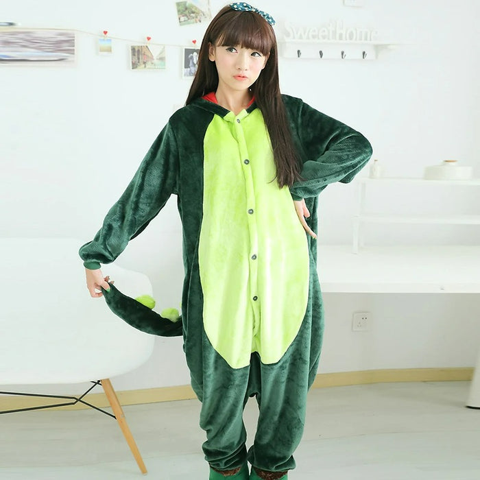 Cartoony Dinosaur Themed Onesie Sleepwear