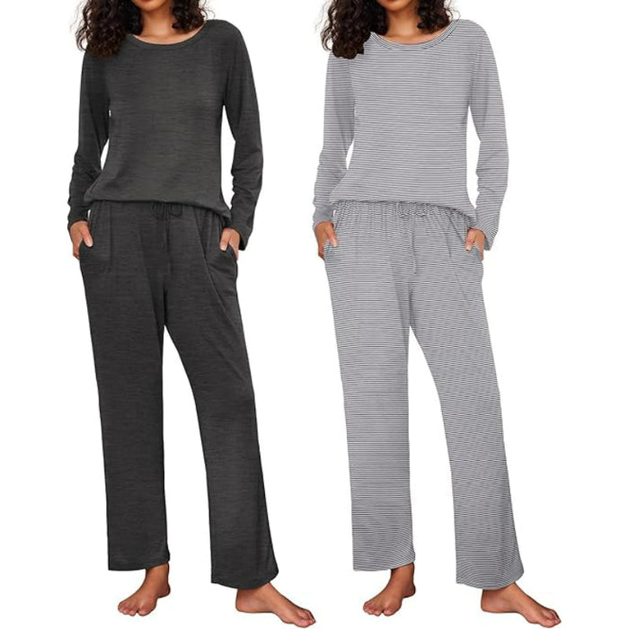 2 Pack Versatile Patterned Long Sleeve Sleepwear