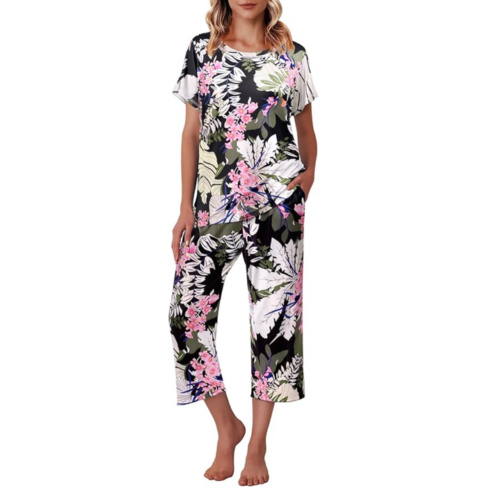 Floral Print Capri Pajama Set