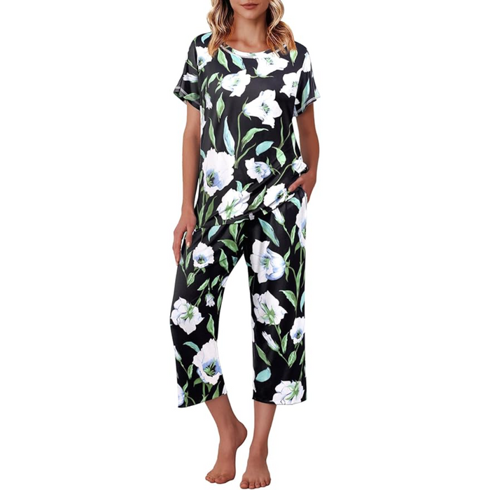 Floral Print Capri Pajama Set