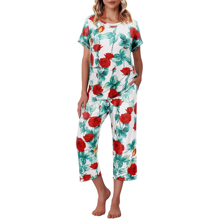 Floral Print Capri Pajama Set