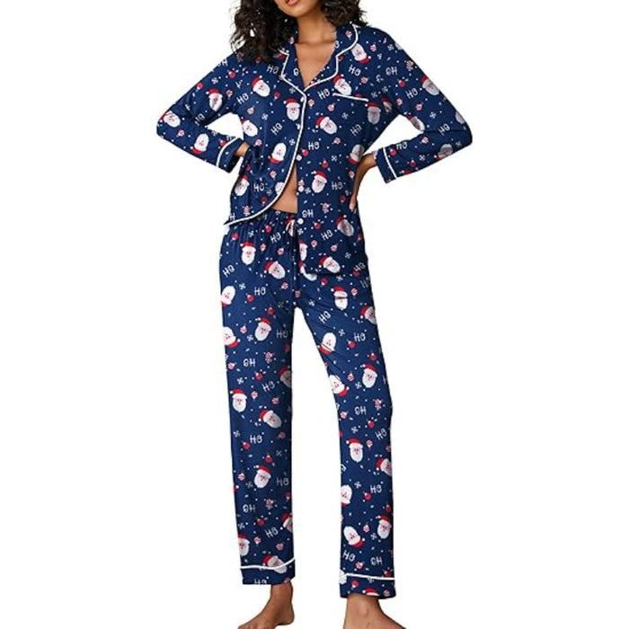 Christmas Button Down Long Sleeve Lounge Set