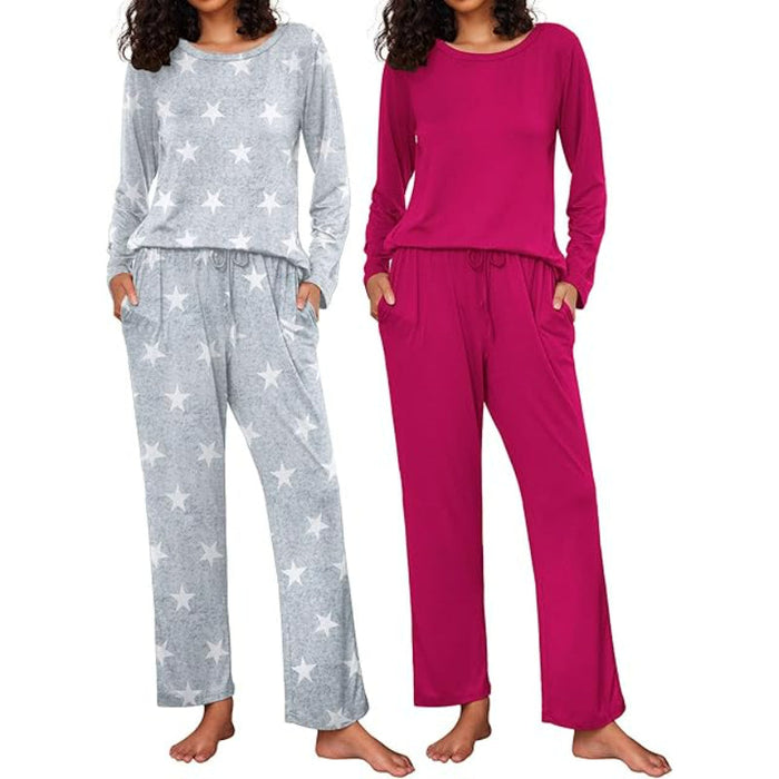 2 Pack Versatile Patterned Long Sleeve Sleepwear