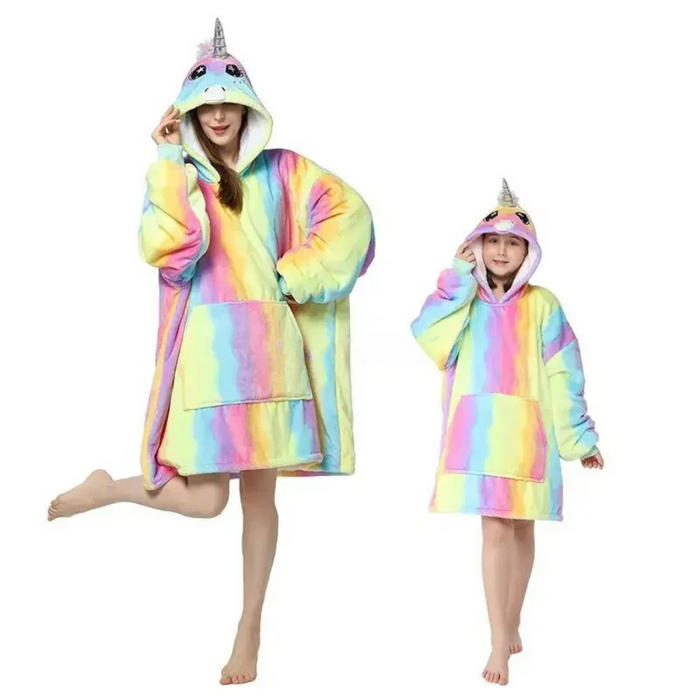 Unicorn Family Onesies Hoodie Blanket Set