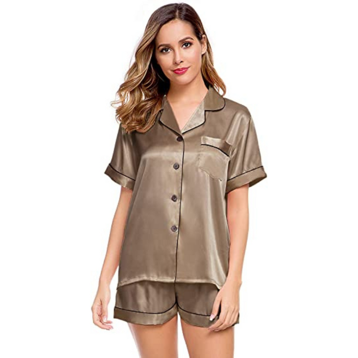 Comfy Women's Silk Short Sleeve Pajama Suit