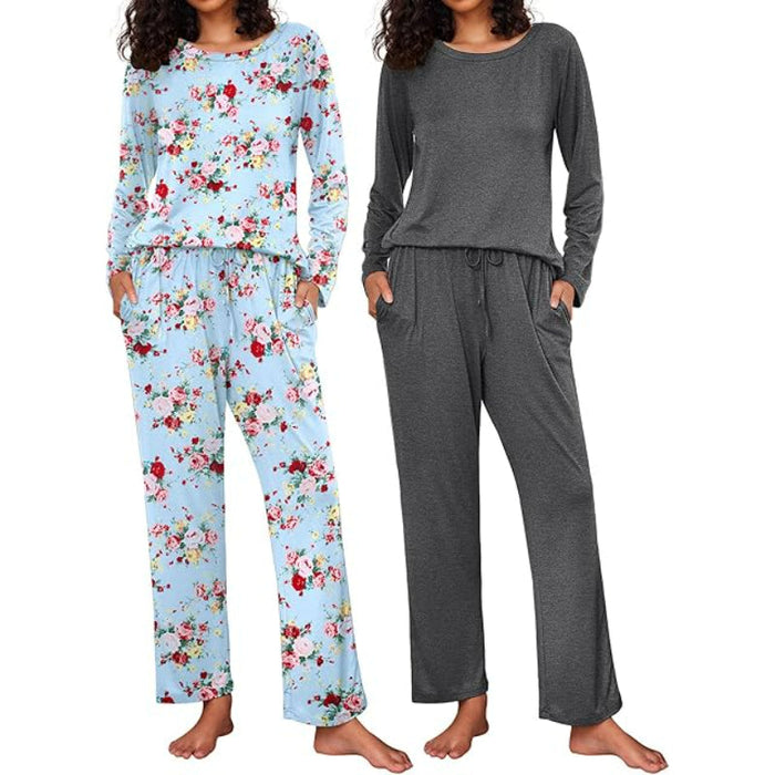 2 Pack Versatile Patterned Long Sleeve Sleepwear