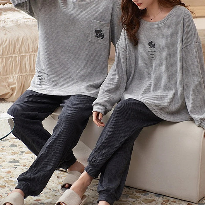 Long Sleeve Cartoon Couple Pajama Set