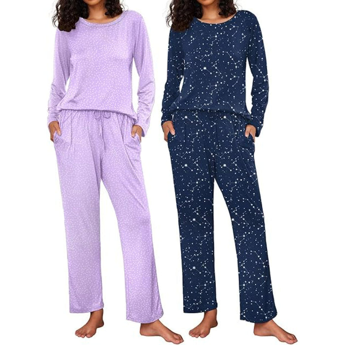 2 Pack Versatile Patterned Long Sleeve Sleepwear