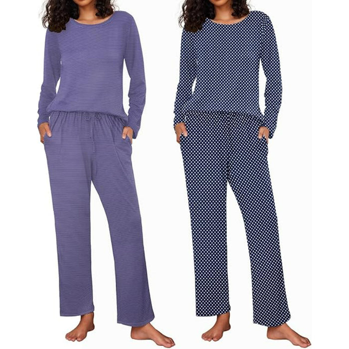 2 Pack Versatile Patterned Long Sleeve Sleepwear