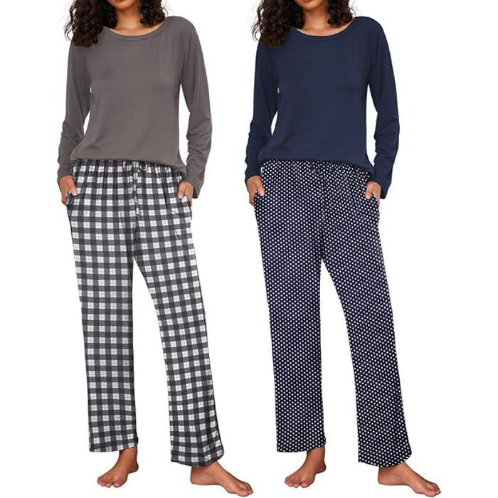 2 Pack Versatile Patterned Long Sleeve Sleepwear