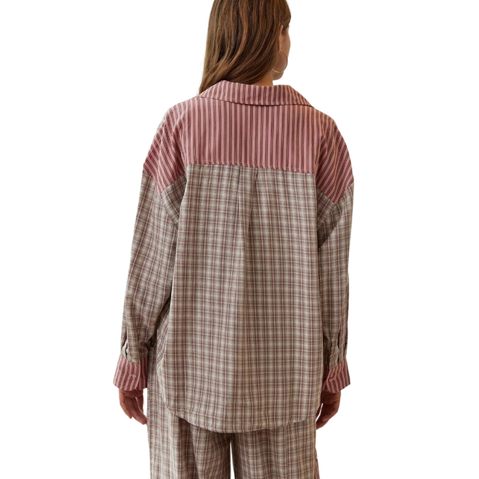 Plaid Patchwork Button Down Lounge Set