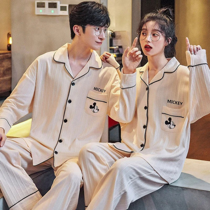 Comfortable Long Sleeve Top And Couple Pajama Set