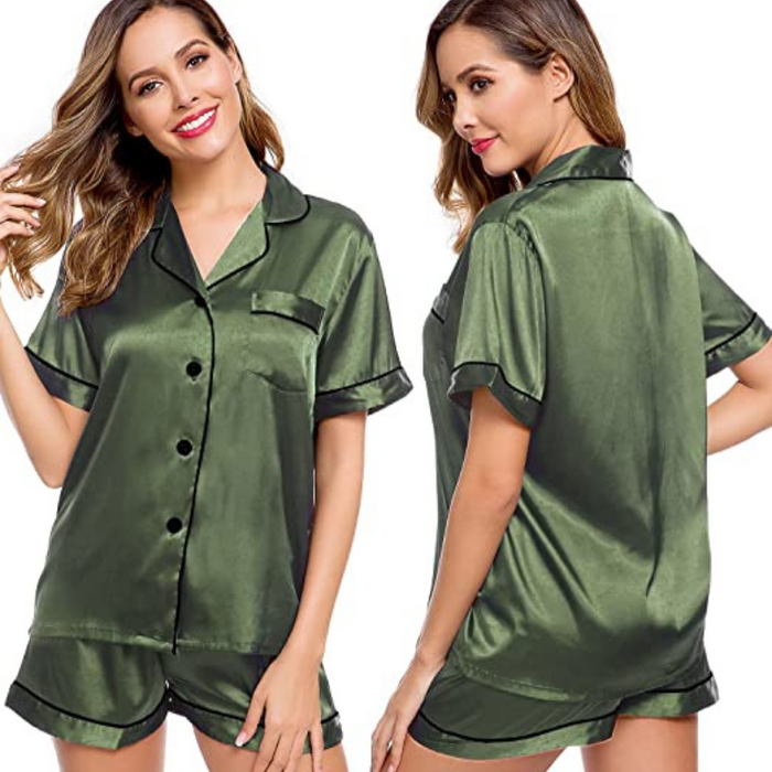 Comfy Women's Silk Short Sleeve Pajama Suit