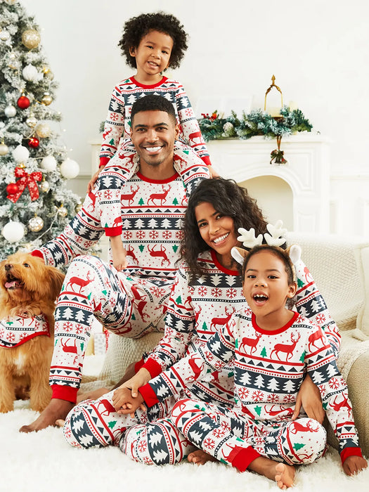 All Over Reindeer Print Long Sleeve Family Pajama Set