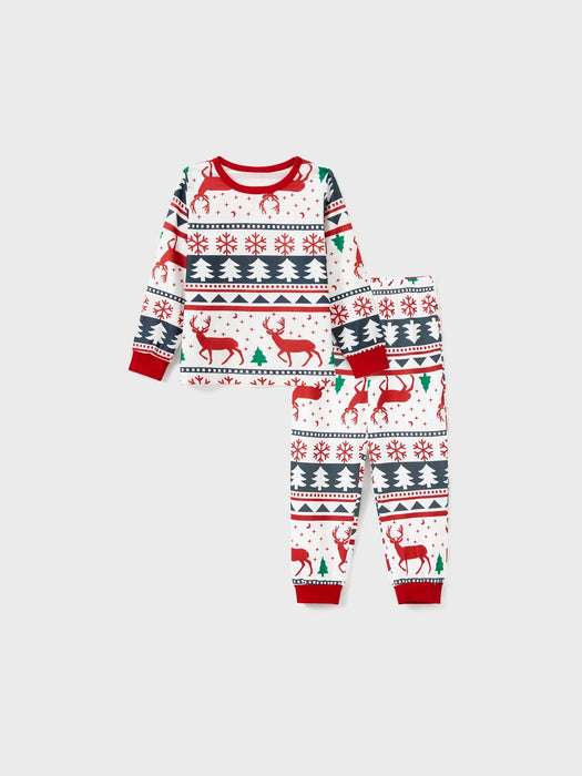 All Over Reindeer Print Long Sleeve Family Pajama Set