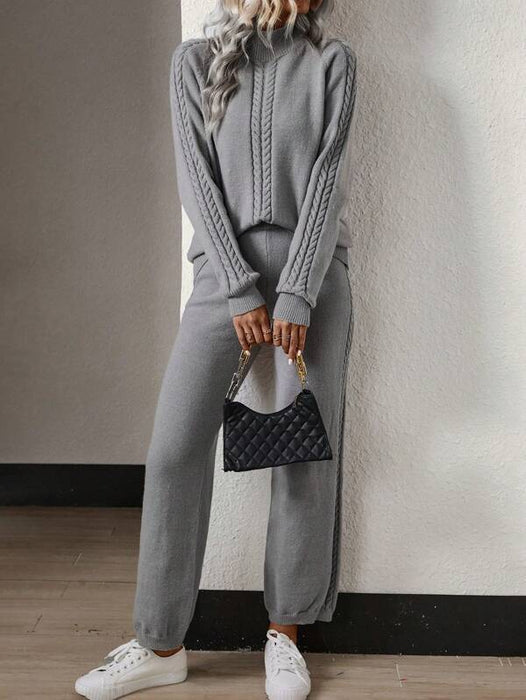 Casual Effortless Raglan Sleeve Knit Outfit Set