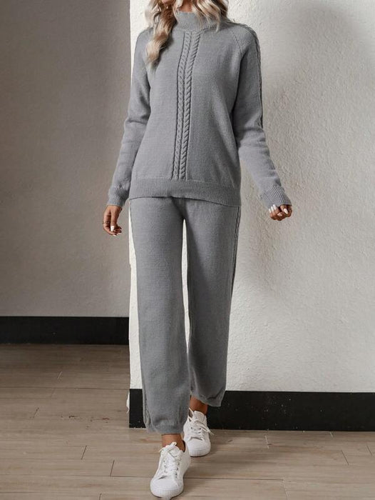 Casual Effortless Raglan Sleeve Knit Outfit Set