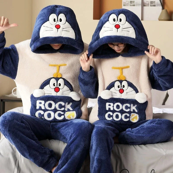 Cat Cartoon Couple Pajamas Set