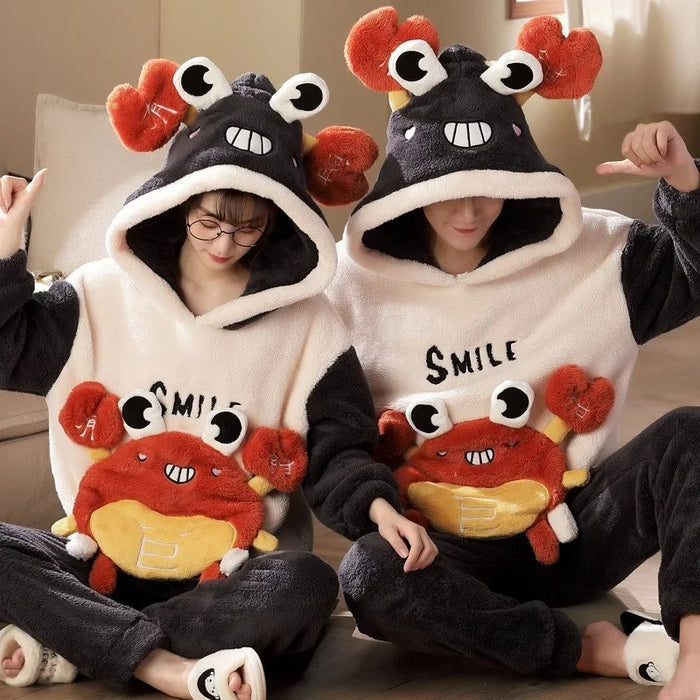 Cat Cartoon Couple Pajamas Set