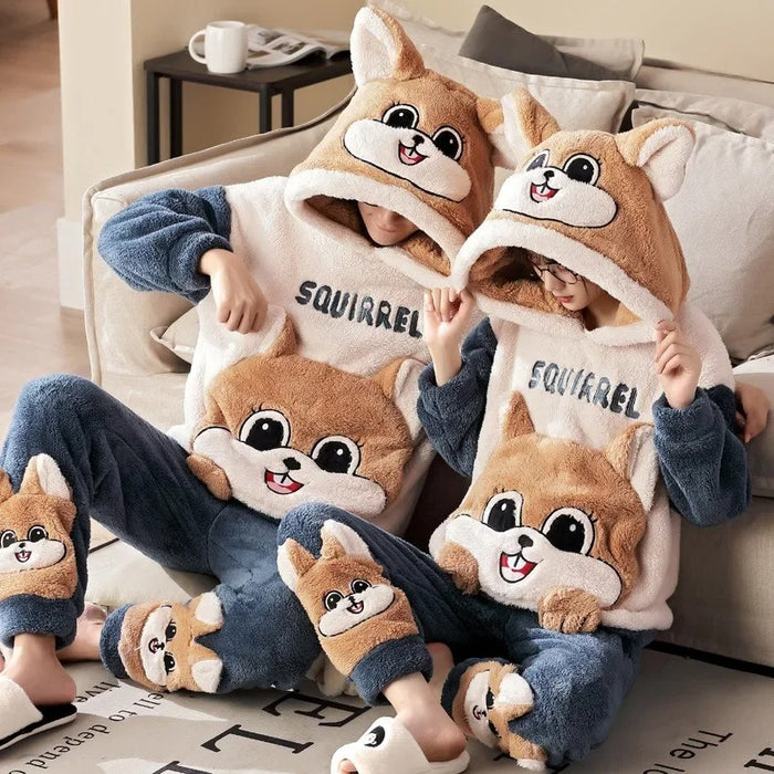 Cat Cartoon Couple Pajamas Set