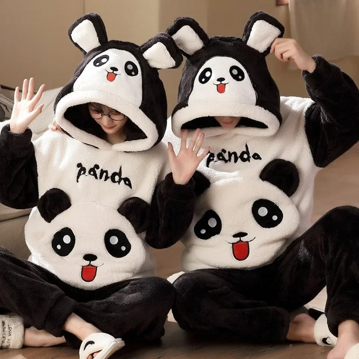 Cat Cartoon Couple Pajamas Set