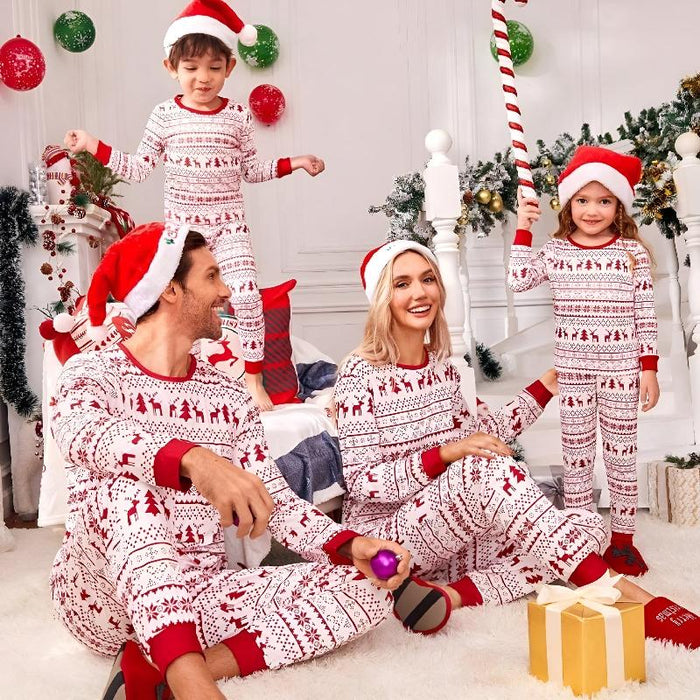 Reindeer Fair Isle Print Christmas Family Matching Pajama Set