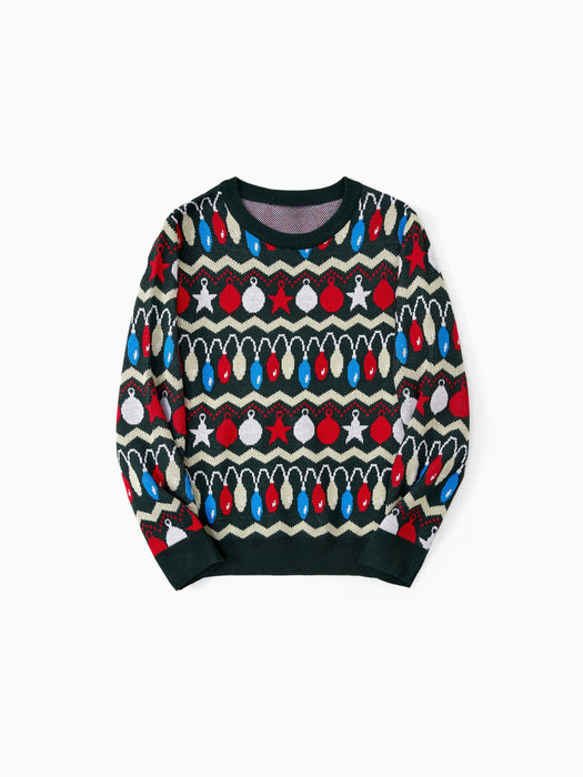 Festive Christmas Lights Matching Family Sweater Set