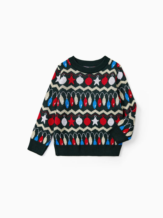 Festive Christmas Lights Matching Family Sweater Set